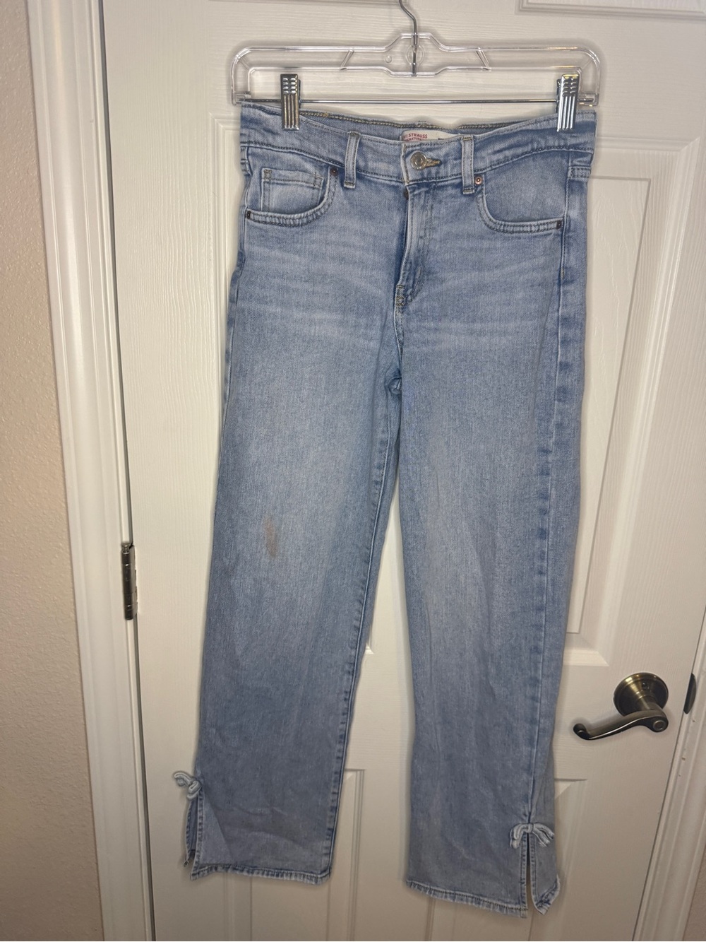 Levi Strauss Signature Bow Slit Wide Leg Light Wash Jeans Size 14 Coquette